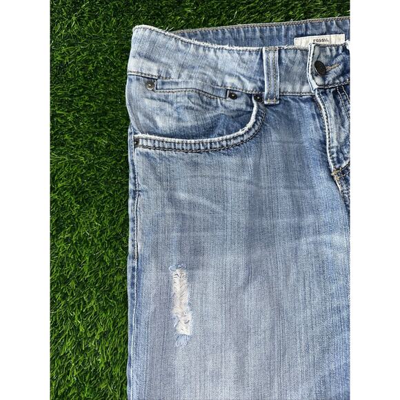 FOSSIL Women’s 29 Slim Boyfriend Jean Cut Blue Denim Jeans Stretch Low Rise - Picture 3 of 7